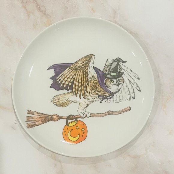 Halloween Set of 4 New in Box West Elm Rachel Kozlowski Dapper Animals Plate - Picture 3 of 6